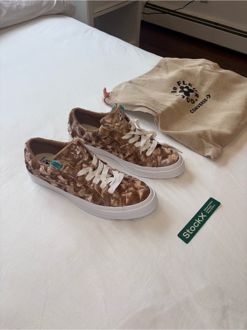 Converse One Star Golf Le Fleur Quilted Velvet Brown Sugar Sneakers